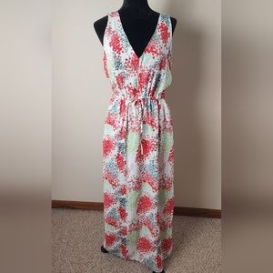 Lucky Brand Women's White and Pink Floral Dress Size S
